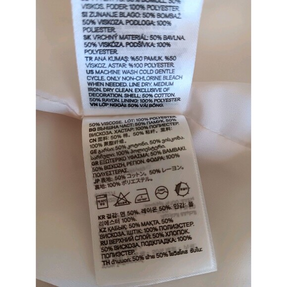 H&M Pinstripe Blazer Women's Sz 12 White Navy Striped Single Button Cotton Blend - Picture 12 of 14